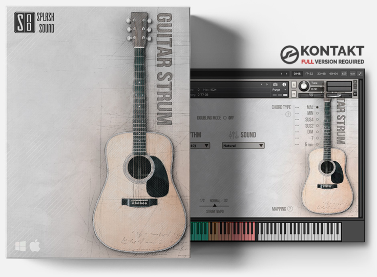 扫弦吉他音色库!Splash Sound Guitar Strum KONTAKT-KK音频资源网