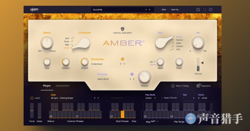 自动民谣吉他音源2代！UJAM Virtual Guitarists AMBER2 v2.1.1 WIN&MAC（含完整音色库）-KK音频资源网