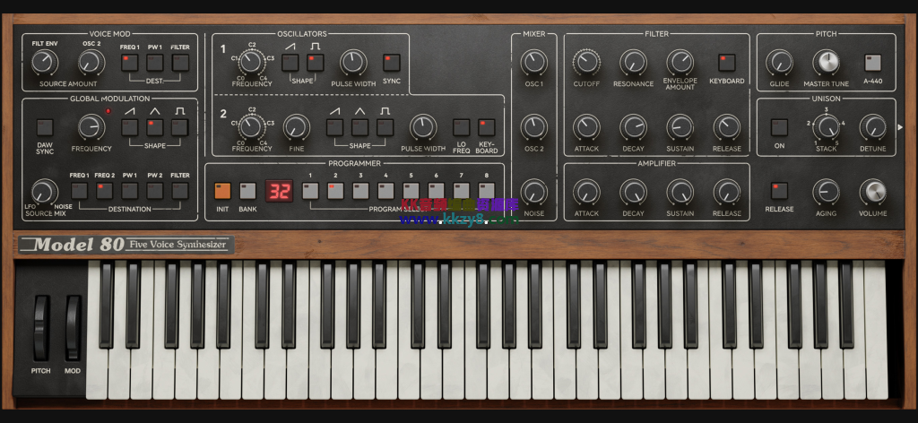 1980年硬件仿真合成器！Softube Model 80 Five Voice Synthesizer v2.5.67 WIN版-KK音频资源网