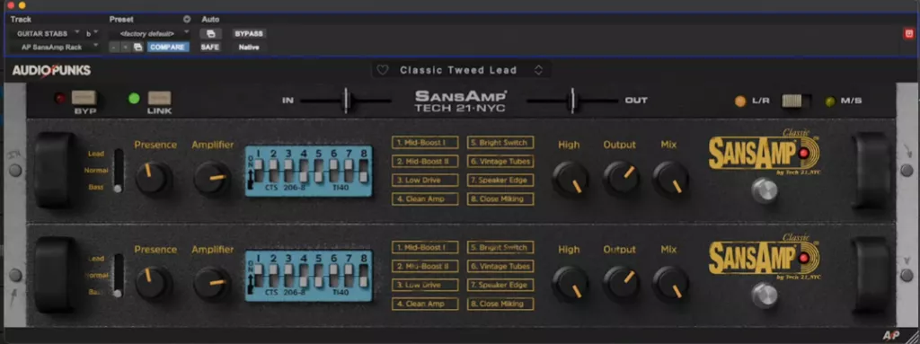 [标志性踏板插件] Audiopunks SansAmp Rack v1.0.1 [WiN]（9.3MB）-KK音频资源网